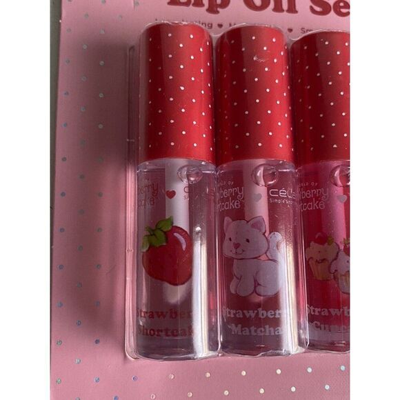 4 Pk Celavi Strawberry Shortcake Scented Tinted Lip Oils Crush On You Valentines - Picture 3 of 14